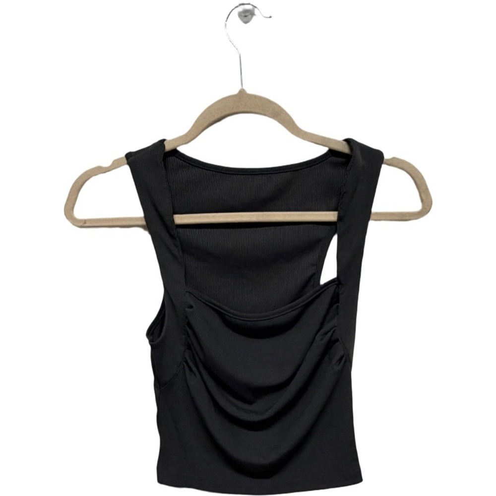 Cider Black Open Back Ribbed Tank Top Medium Ruched Sleeveless Y2K Going Out